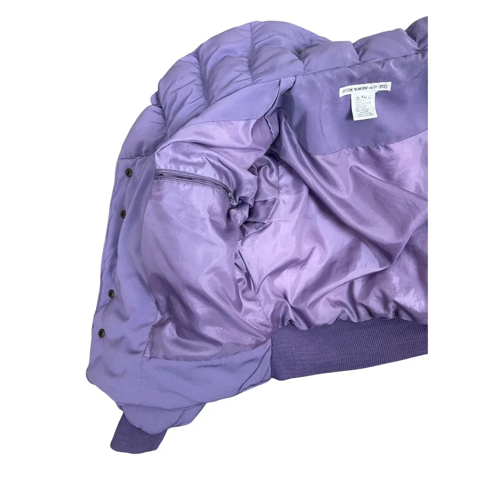 Catherine Malandrino x The Limited Down Puffer Jacket Purple Quilted XL‎ Cropped